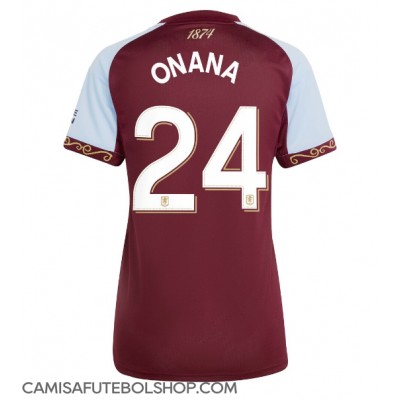 Camisa de time de futebol Aston Villa Amadou Onana #24 Replicas 1º Equipamento Feminina 2025-26 Manga Curta Camisa de time de futebol Aston Villa Amadou Onana #24 Replicas 1º Equipamento Feminina 2025-26 Manga Curta